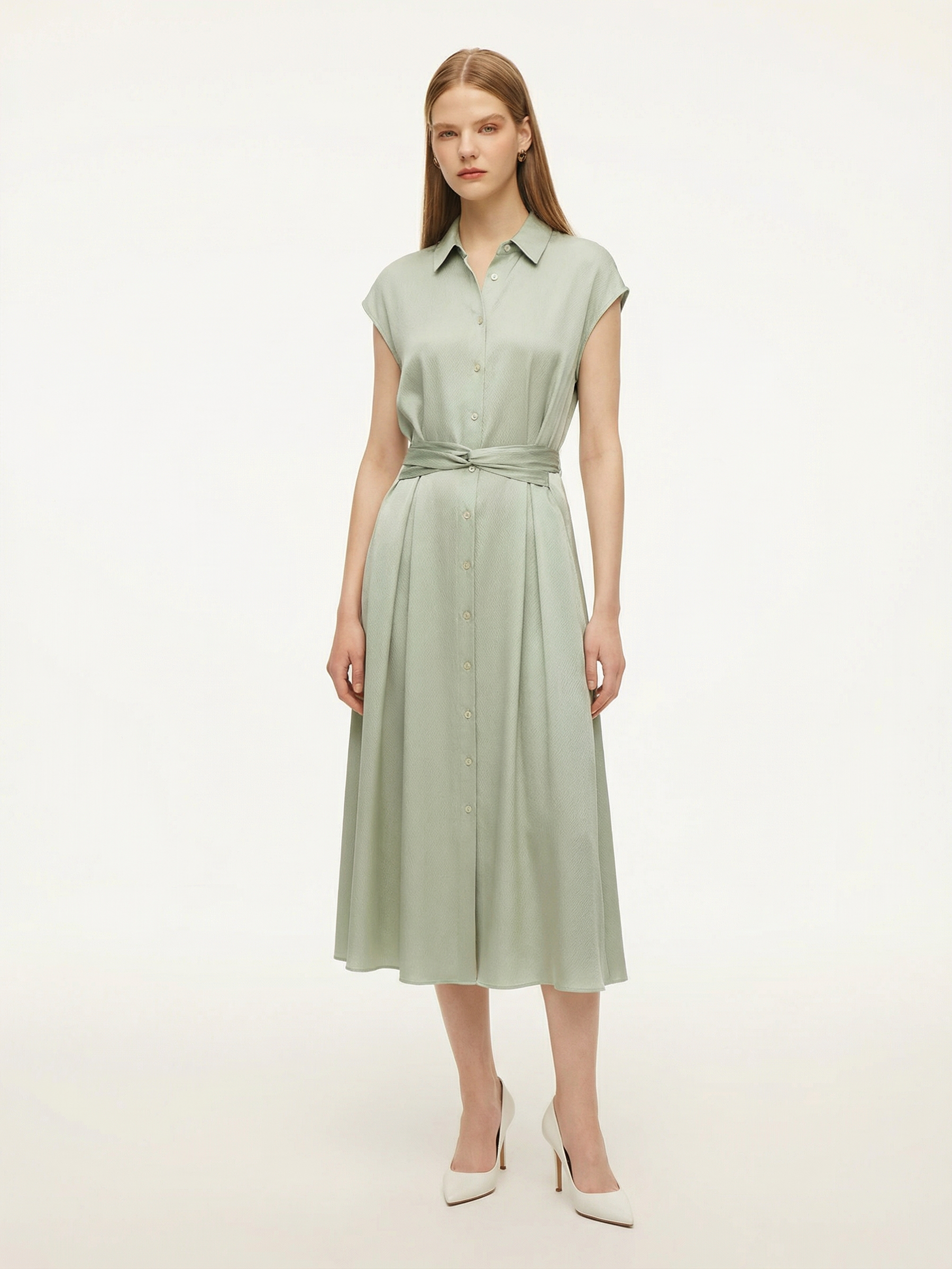 19MM Mulberry Silk Front Knot Women Self-Tie Maxi Dress GOELIA