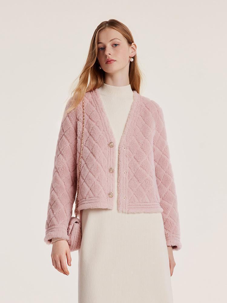 Pink Velour Short Coat With Bag GOELIA