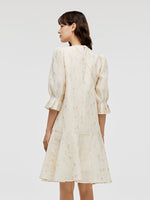 Jacquard A-Line Ruffle Women Midi Dress With Bag GOELIA