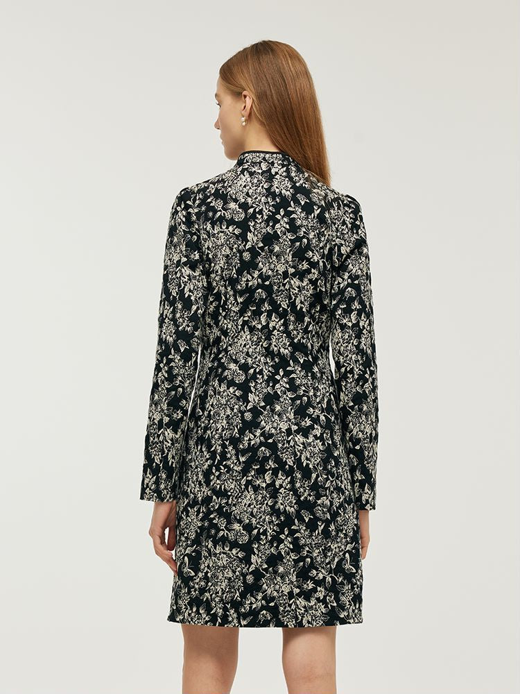 Black And White Butterflies Jacquard Women Qipao Mini Dress, Black And White Butterflies Jacquard / XXS