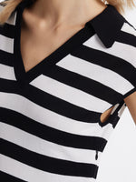 Tencel Striped Patchwork Women Midi Dress GOELIA