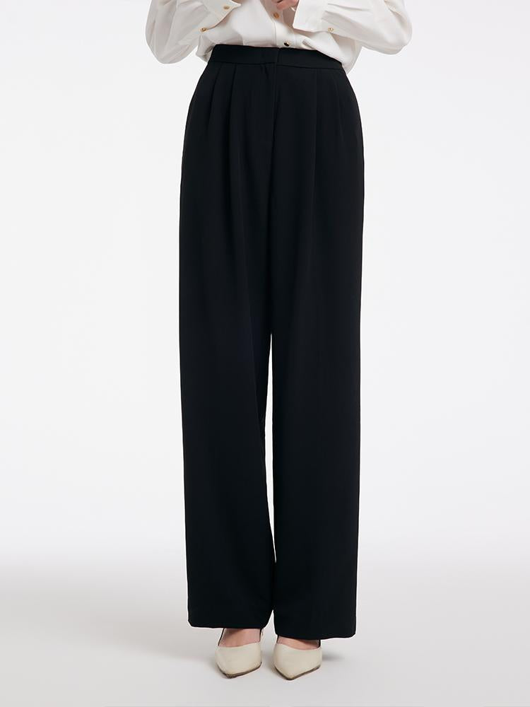 Black Straight Full Length Pants GOELIA