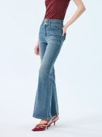 Denim Micro-Flared Women Ankle-Length Jeans GOELIA