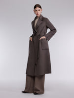 [Preview] Cashmere Wool Blend Double-Faced Women Wrap Overcoat GOELIA