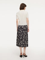 Floral Print Side Slit Twist Front Women H-Line Skirt GOELIA