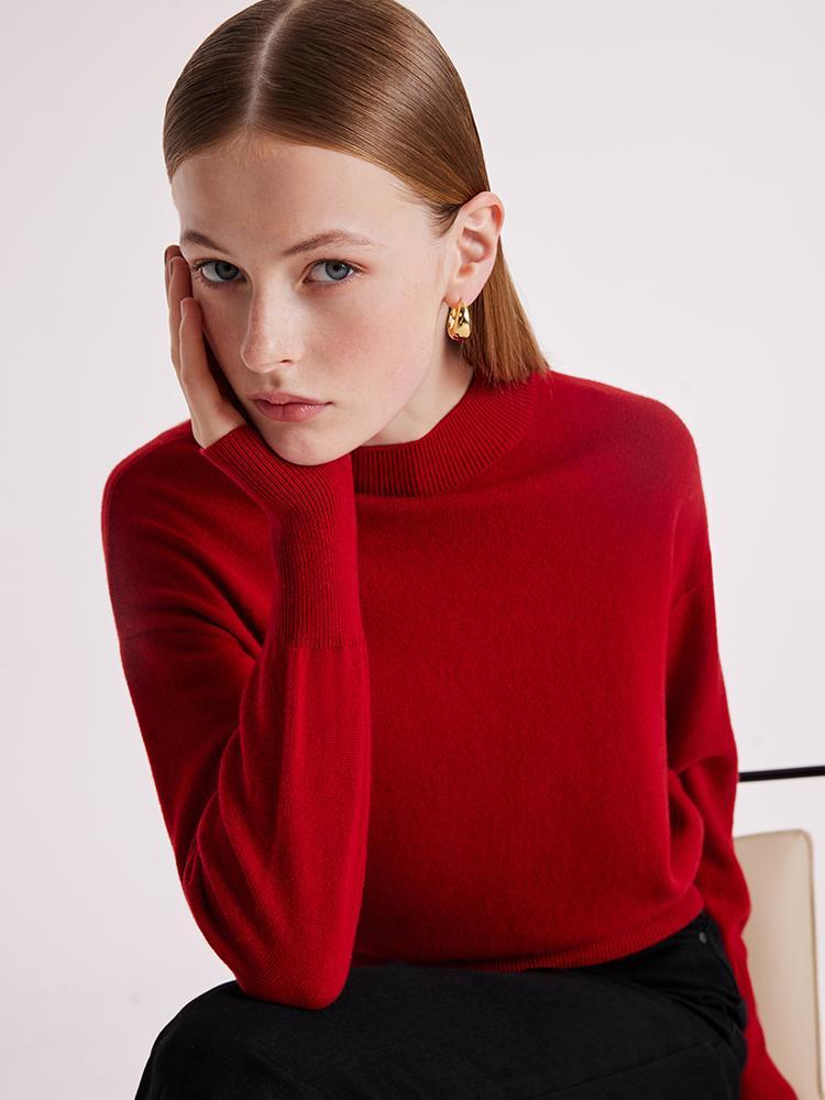 Pure Wool Mock Neck Sweater GOELIA