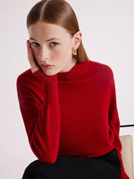 Pure Wool Mock Neck Women Sweater GOELIA