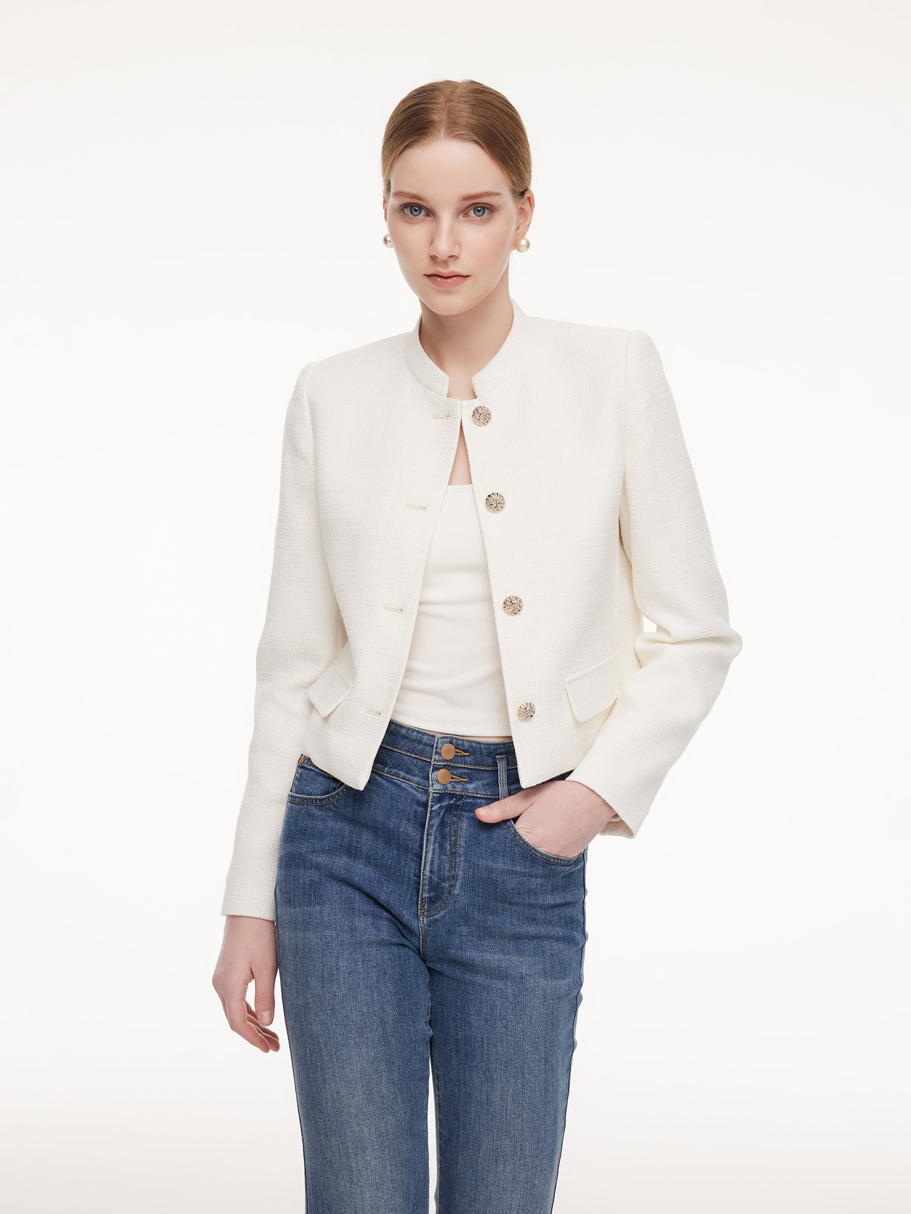 Stand Collar Single-Breasted Women Jacket GOELIA