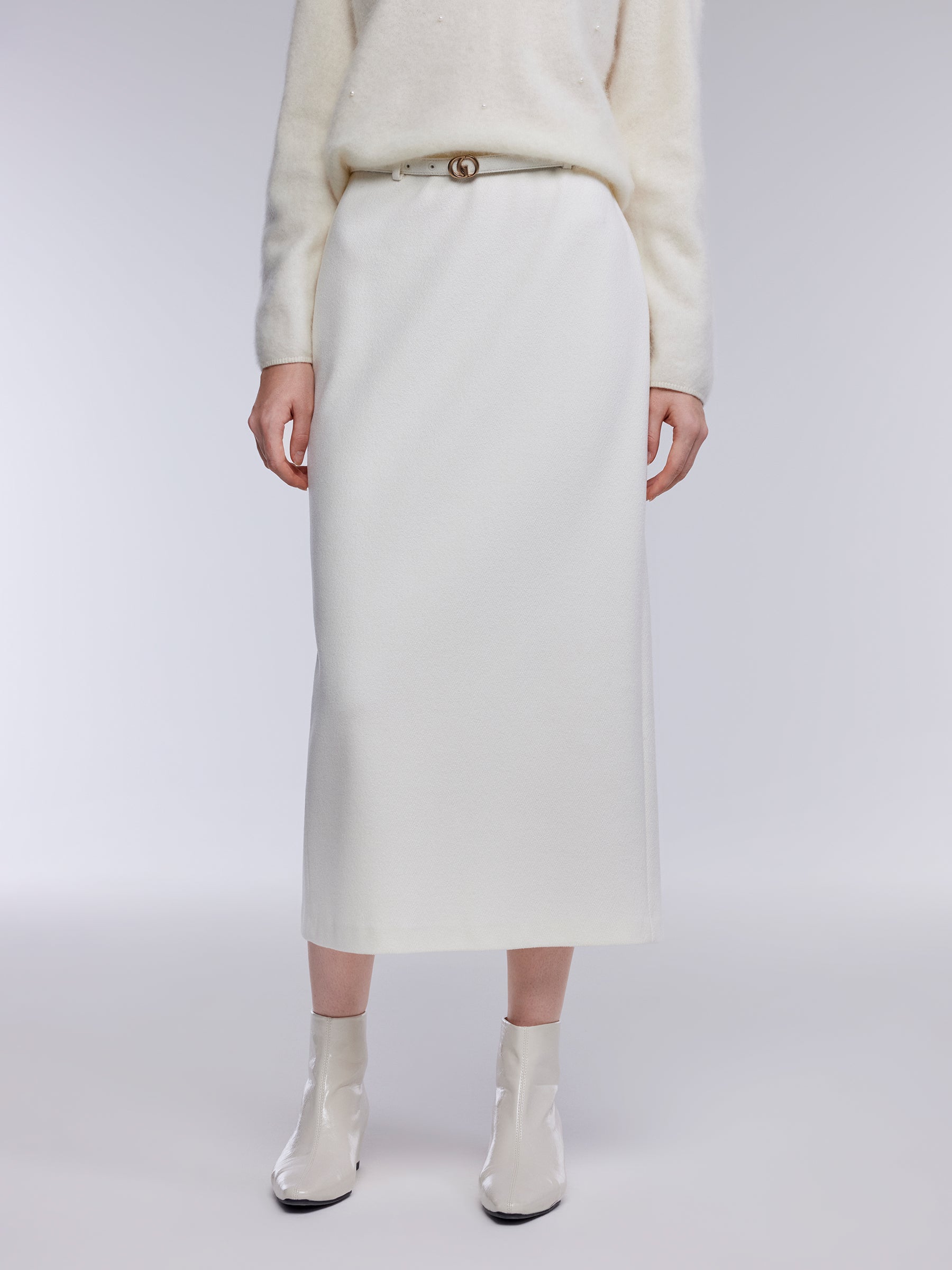 [Preview] Stretch Column Women TR Knit Skirt With Belt GOELIA