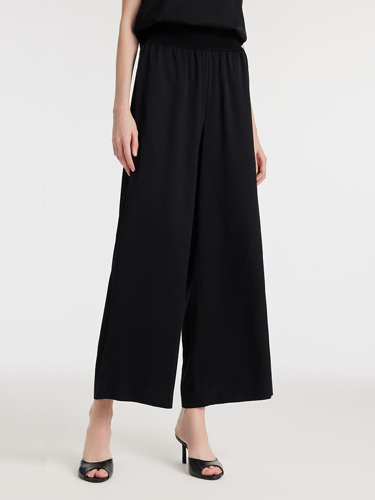 22 Momme Mulberry Silk Women Wide Leg Pants GOELIA
