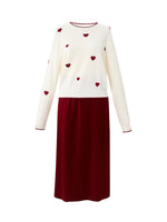 [Preview] Lyocell Wool Blend Jacquard Knit Top And Skirt Two-Piece Set GOELIA
