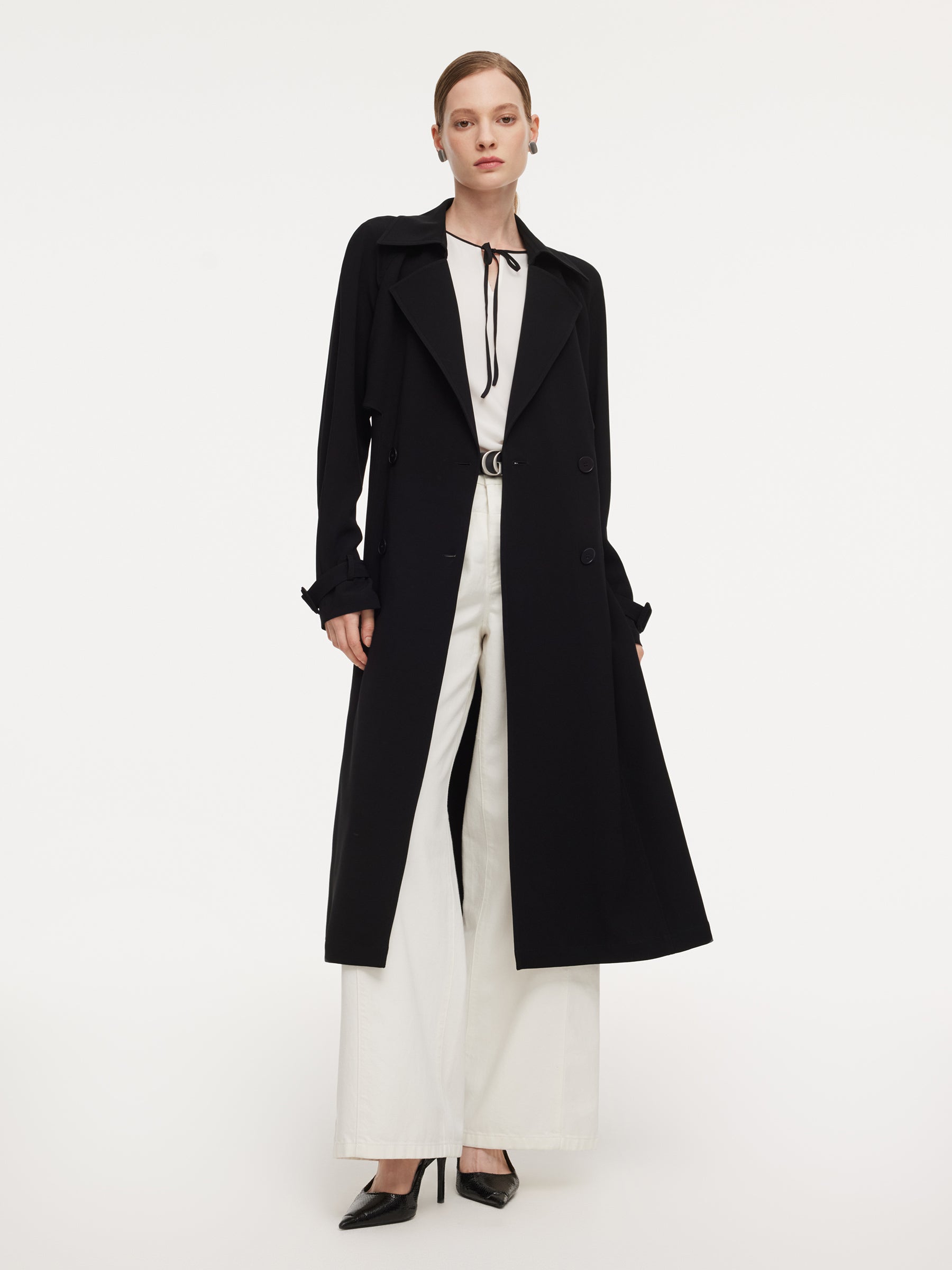 [Preview] Triacetate Blend Women Self-Tie Belt Trench Coat GOELIA