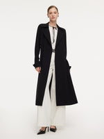 Triacetate Blend Women Wrap Trench Coat GOELIA