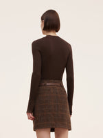 100% Machine Washable Wool Mock Neck Women Knit Top GOELIA