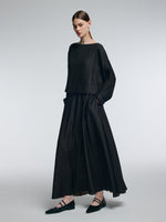 14MM Gambiered Canton Gauze Women Textured Stretch A-Line Skirt GOELIA