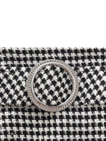 Black And White Houndstooth Women A-Line Skirt With Belt GOELIA