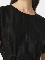18 Momme Xiang Yun Silk Gathered Waist Women Midi Dress With Pockets GOELIA