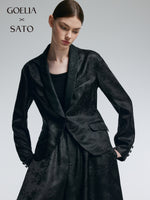 19MM Gambiered Canton Gauze Women Jacquard H-Line Blazer GOELIA