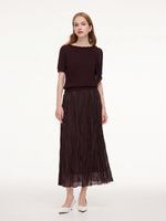 A-Line Elastic Waist Women Pleated Mesh Skirt GOELIA