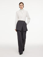 Tailored Straight-Leg Women Pants With Detachable Wrap Skirt GOELIA