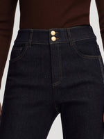 Denim High-Waisted Fleece Lined Women Folded Jeans GOELIA