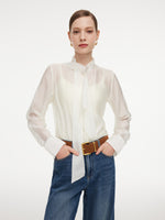 Ribbon Neck Women Shirt With Knit Camisole GOELIA