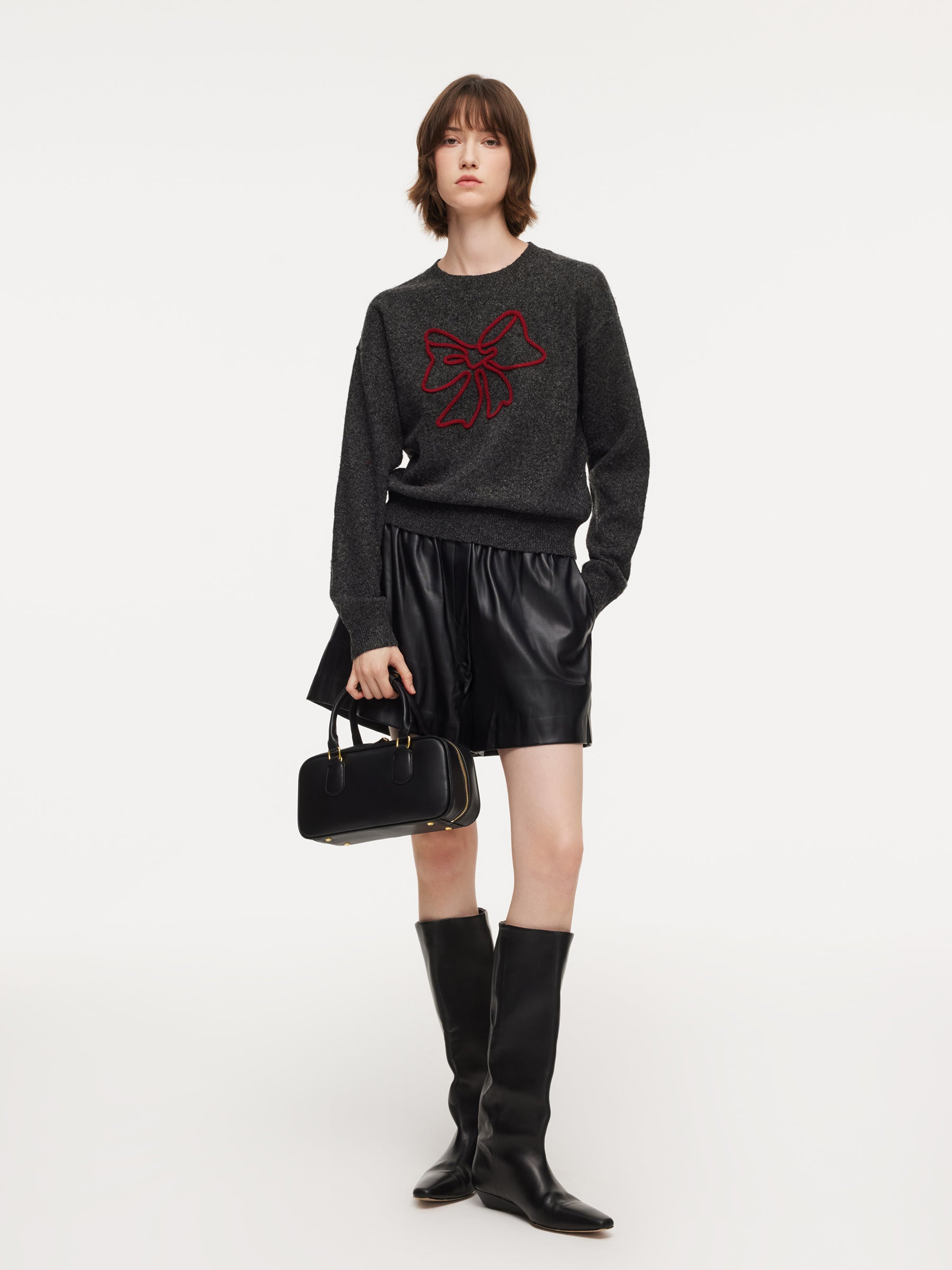 Bowknot Round Neck Women Sweater GOELIA