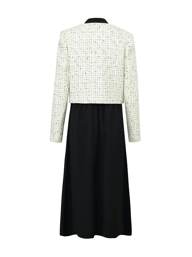 Wool Blend Textured Tweed Frayed Hem Women Jacket
