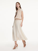 Silky Scarf Neck Knit Top And Acetate Blend Skirt Two-Piece Set GOELIA