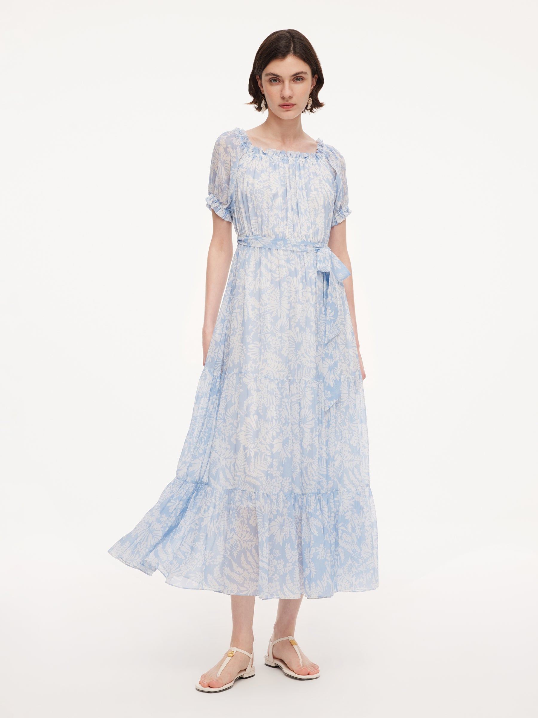 10MM Mulberry Silk Convertible Neck Women Belted Maxi Dress GOELIA