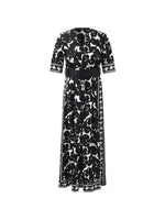 14 Momme Mulberry Silk Iris Printed Women Maxi Dress With Belt GOELIA