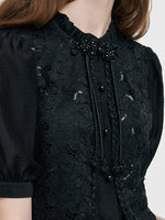 New Chinese-Style Lace Sequins Patchwork Women Blouse GOELIA