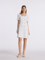 Triacetate Square Neck Double-Breasted Women Mini Dress GOELIA