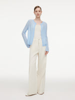 Alpaca Wool Lyocell Blend Women Lightweight Open-Knit Cardigan GOELIA