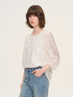 Tencel Blend 3/4 Sleeve Women H-Line Blouse GOELIA
