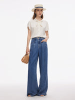 22MM Mulberry Silk Women Bow Tie Neck Shirt GOELIA