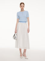 Tencel Blend Knit Top And A-Line Skirt Two-Piece Set With Detachable 3D Crochet Flowers GOELIA