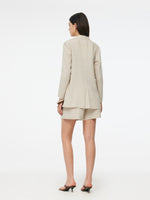 100% Linen Back Slit Women One Button Blazer GOELIA