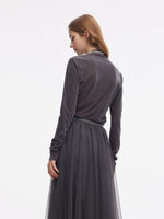 Velvet Stretch Women Mock Neck Top GOELIA