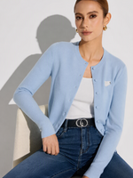100% Wool Sheep Embroidered Women Cardigan GOELIA