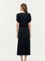 Acetate Twist Front Women Knit Maxi Dress With Hairband GOELIA