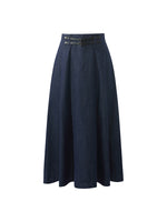 Denim Pleated Women Half Skirt GOELIA