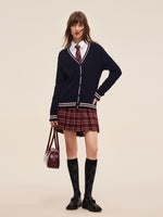 Wool Blend Contrast Trim Women Cardigan GOELIA