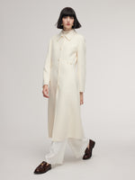Cashmere Wool Blend Women Overcoat With Detachable Waist Tab GOELIA