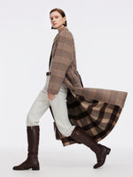 Cashmere Wool Blend Plaid Double-Faced Women Wrap Overcoat GOELIA