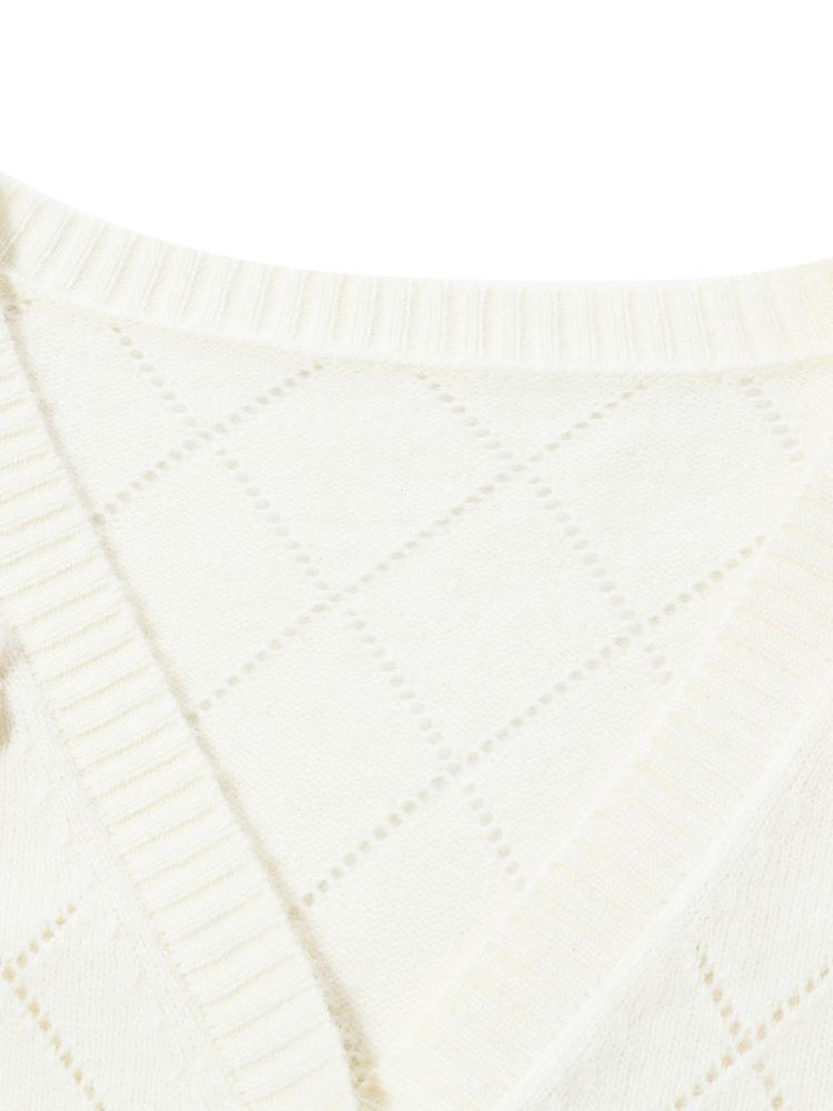 Three-dimensional Hand Crocheted Flower Pearl Cardigan GOELIA