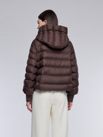 [Preview] Narrow-Quilted Goose Down Hooded Cropped Jacket GOELIA