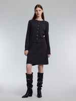 [Preview] 100% Wool Rhinestone Cardigan And Skirt Two-Piece Set GOELIA
