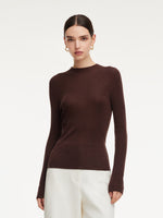 Cashmere Mulberry Silk Tencel Blend Women Knit Top GOELIA