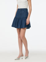 Denim Stretch Women Ruffle Mini Skirt GOELIA